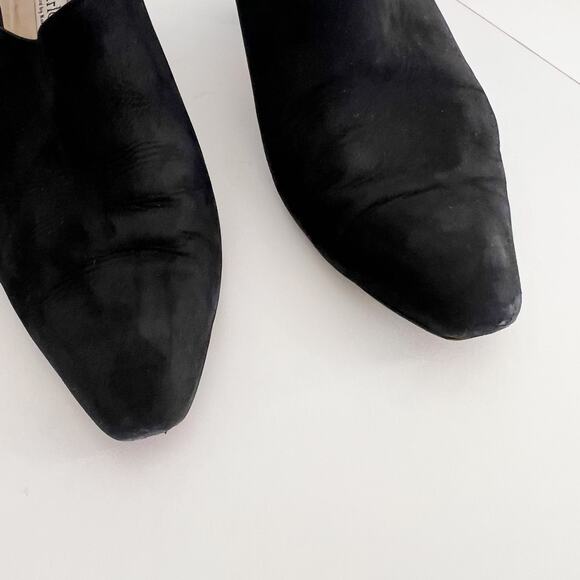 Vintage 90s Black Suede Leather Slingback Mules Heels Size‎ 10 Victorian Gothic - Picture 7 of 10